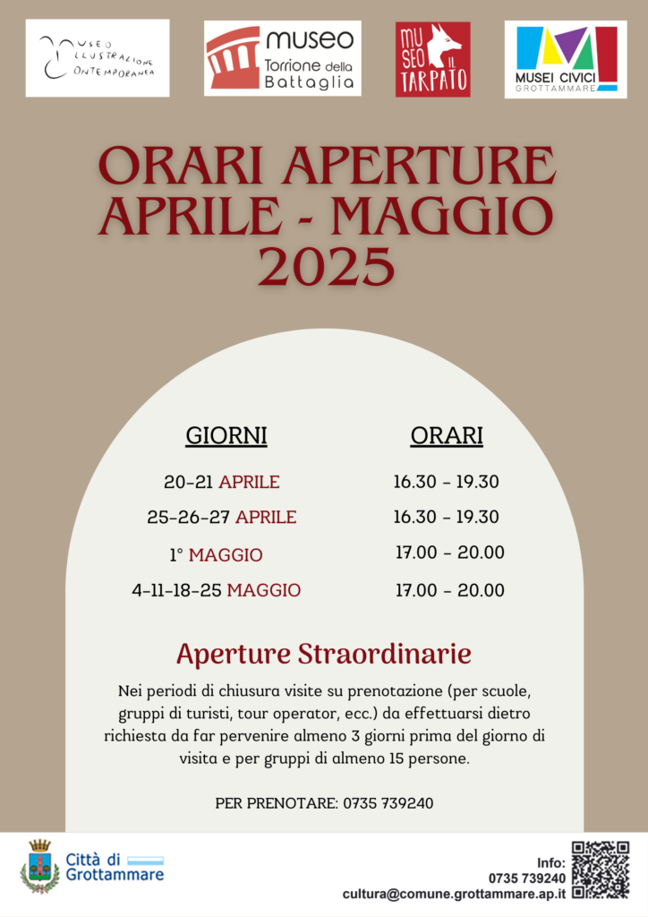 Homepage - ORARI musei aprile maggio 2025